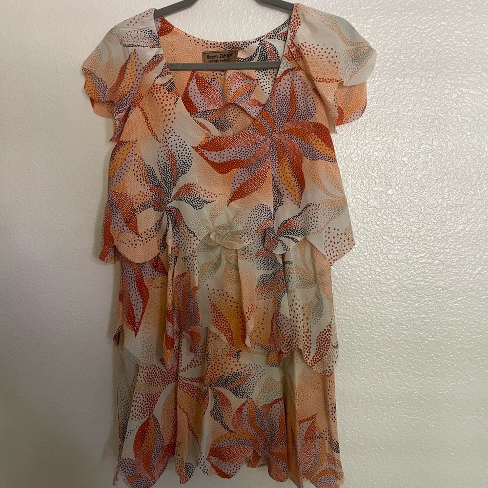Vintage Karen Zambos Silk Scalloped Dress